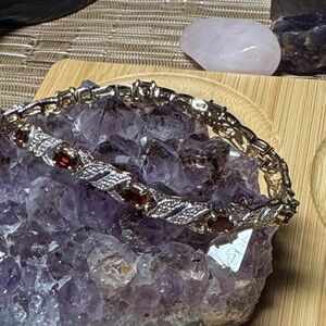 FAS Gold Vermeil Sterling Silver simulated Garnet 925